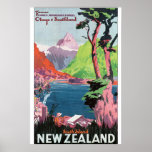 South Island New Zealand Vintage Travel Poster at Zazzle