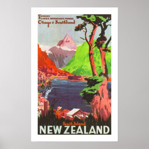 South Island New Zealand white Poster