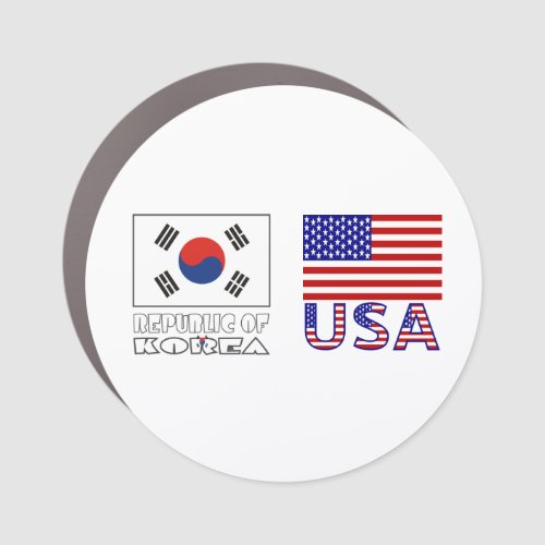 South Korea and USA Flags Car Magnet