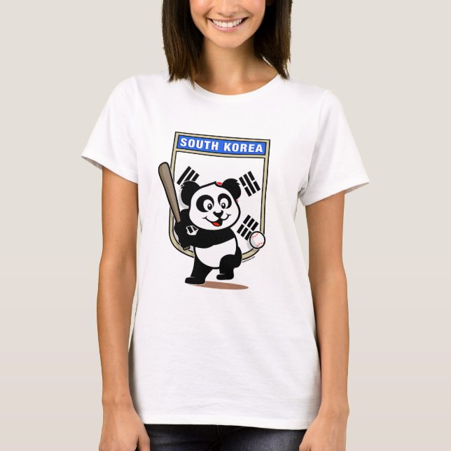 South Korea Baseball Panda T-Shirt (Front)