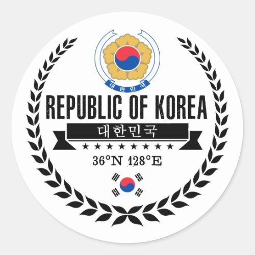 South Korea Classic Round Sticker
