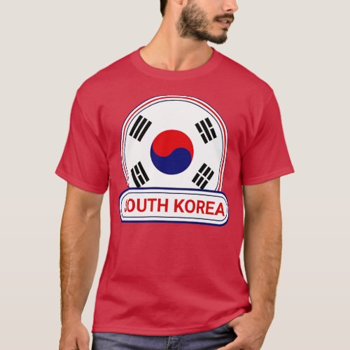 South Korea Country Badge South Korea Flag T_Shirt