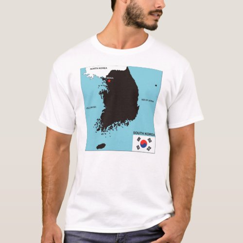 south korea country black political map flag T_Shirt