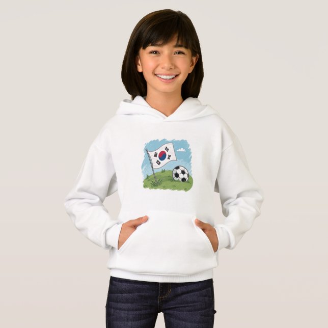 South Korea flag and soccer ball Hoodie (Front Full)