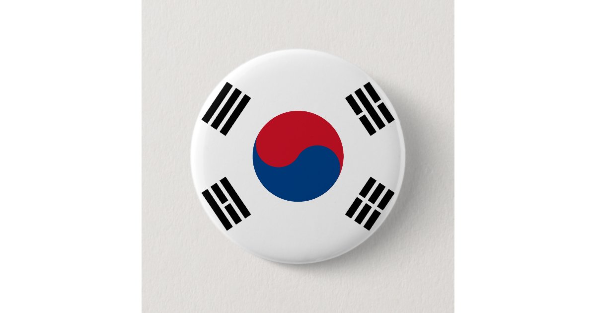 Korean Button South Korea Flag Button | Zazzle