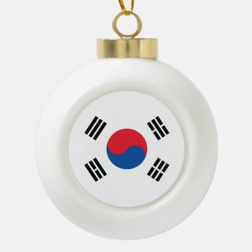 South Korea Flag Ceramic Ball Christmas Ornament