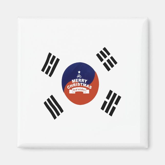 South Korea Flag Christmas: Merry Christmas Wishes Magnet (Front)