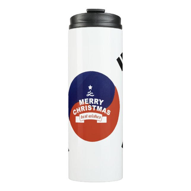 South Korea Flag Christmas: Merry Christmas Wishes Thermal Tumbler (Front)