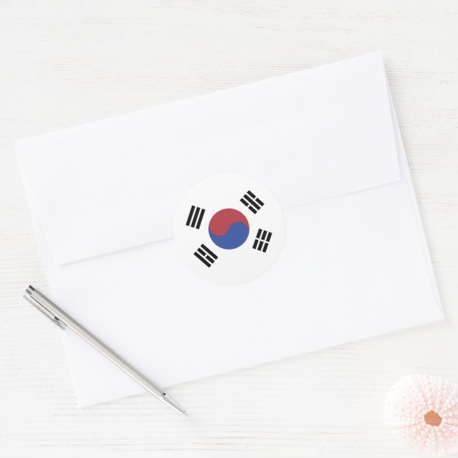 South Korea flag Classic Round Sticker (Envelope)