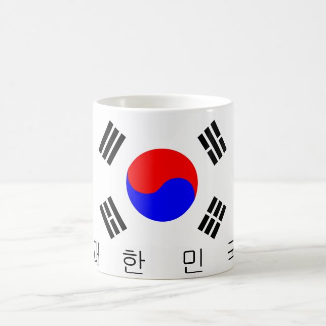 south korea flag country korean text name coffee mug (Center)