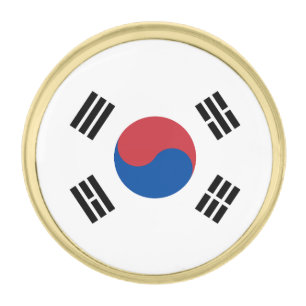 South Korea Flag Gold Finish Lapel Pin