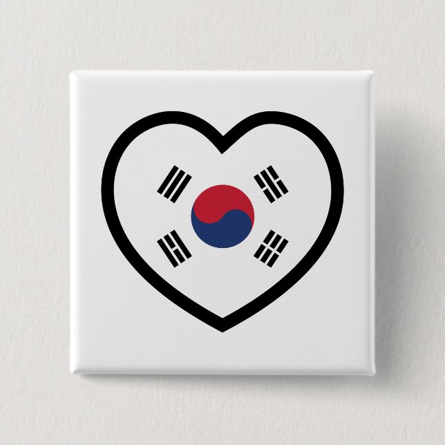 South Korea Flag Heart Button (Front)