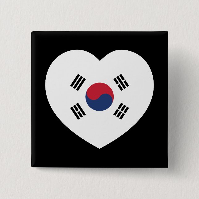 South Korea Flag Heart Button (Front)