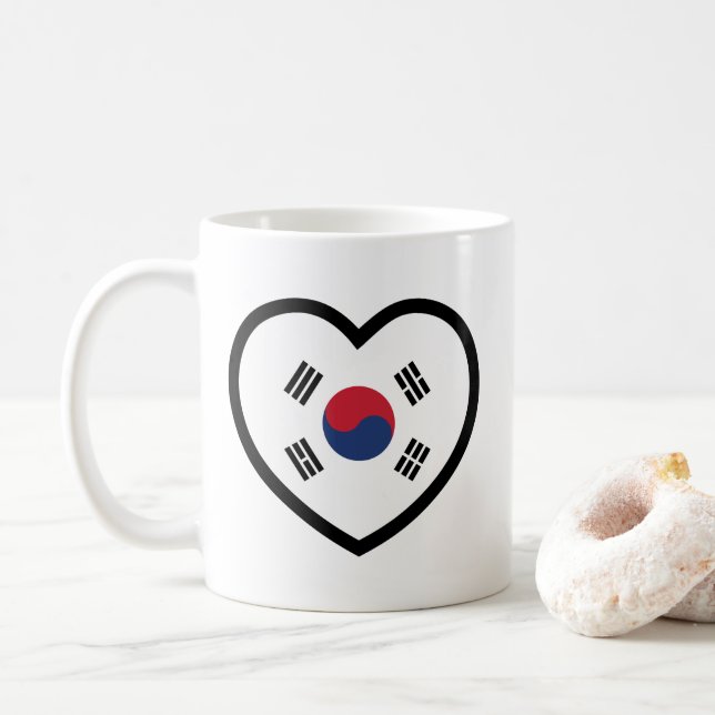 South Korea Flag Heart Coffee Mug (With Donut)