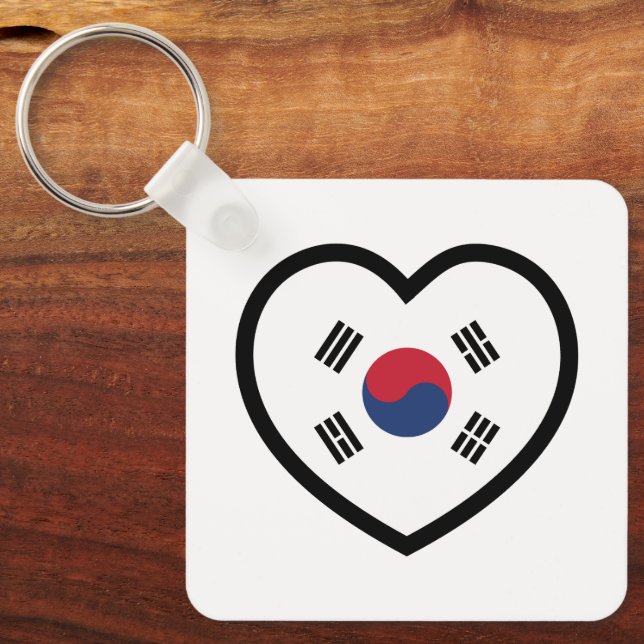 South Korea Flag Heart Keychain (Front)