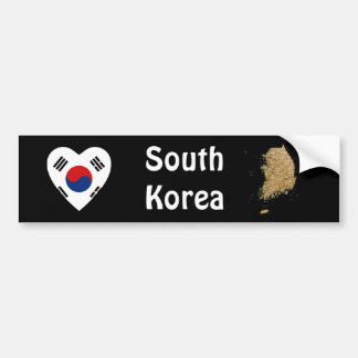 South Korea Flag Heart + Map Bumper Sticker