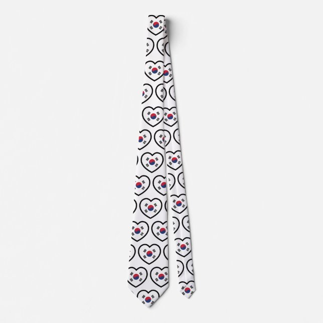 South Korea Flag Heart Neck Tie (Front)