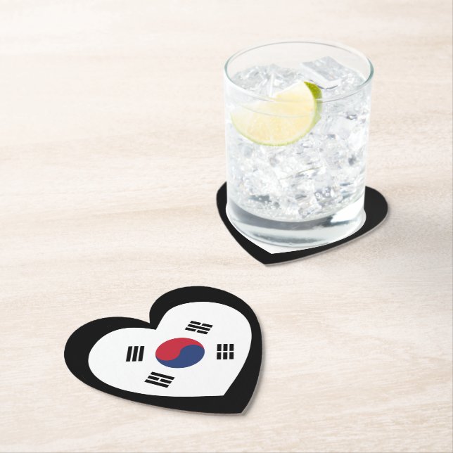 South Korea Flag Heart Paper Coaster (Insitu)