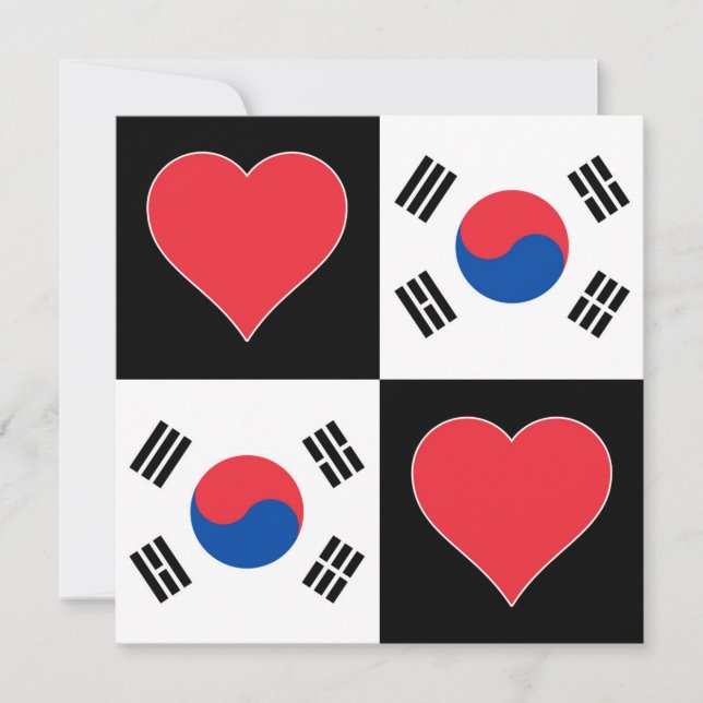South Korea Flag Heart Patriotic Korean Greeting Card (Front)