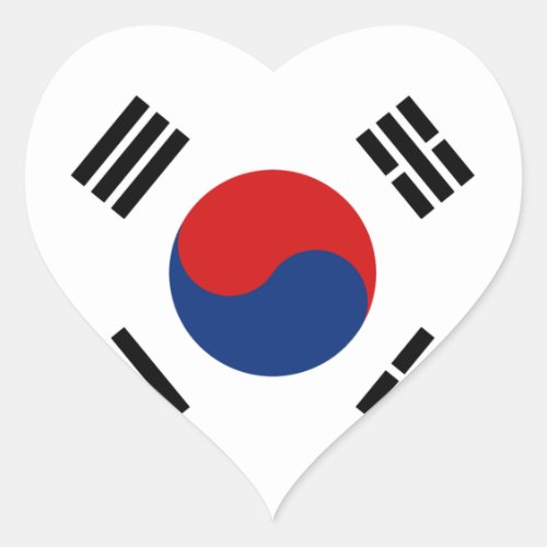 South Korea Flag Heart Sticker