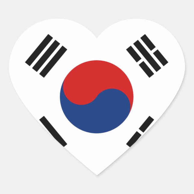 South Korea Flag Heart Sticker (Front)