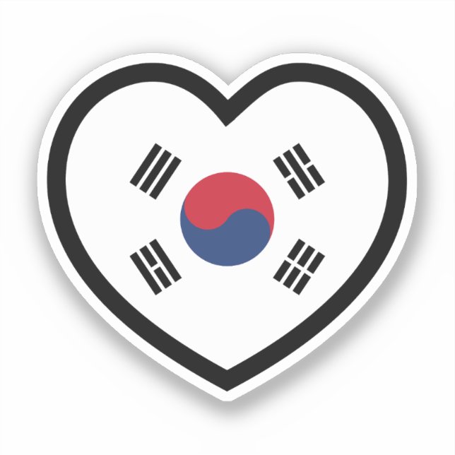South Korea Flag Heart Sticker (Front)