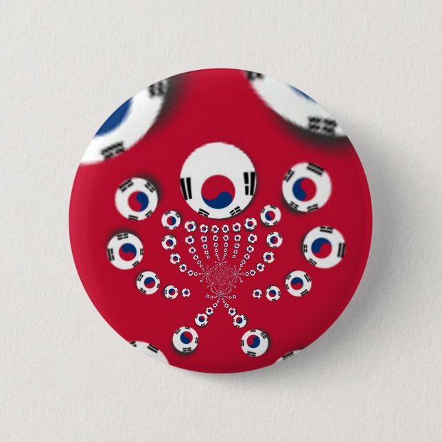 South Korea Flag Kaleidoscope Art Print Button (Front)