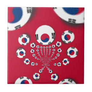 South Korea Flag Kaleidoscope Art Print Ceramic Tile