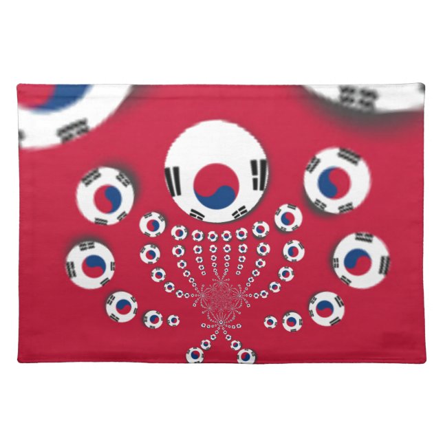 South Korea Flag Kaleidoscope Art Print Cloth Placemat (Front)