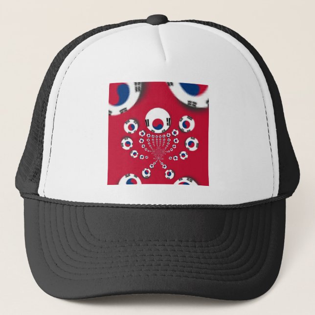 South Korea Flag Kaleidoscope Art Print Trucker Hat (Front)