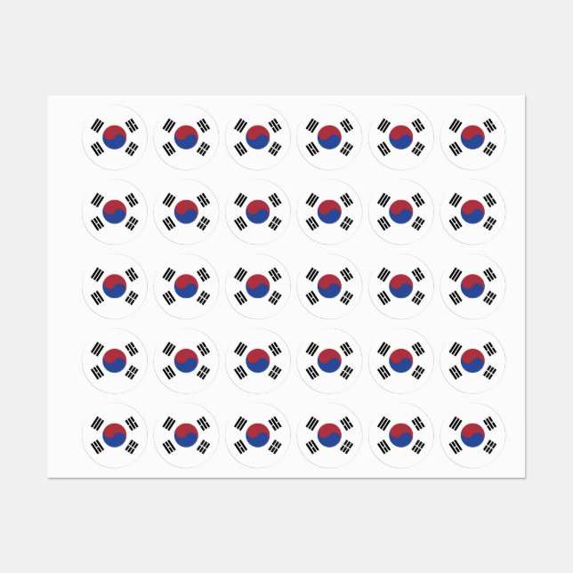 South Korea flag Labels (Sheet)
