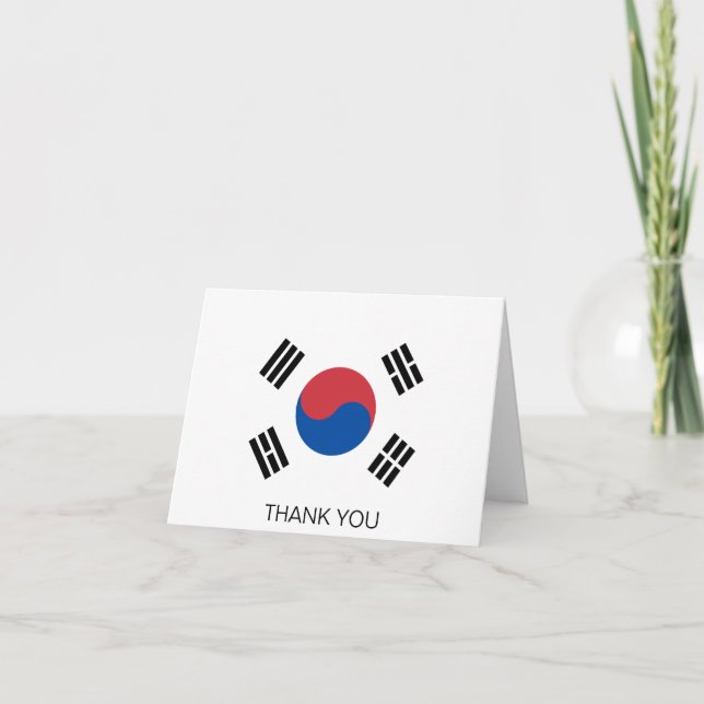 South Korea Flag Letterpress Thank You Card (Front)