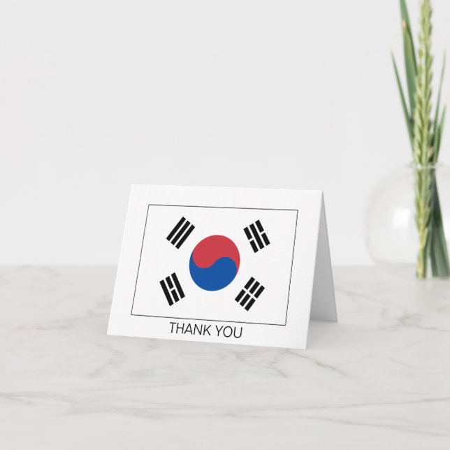 South Korea Flag Letterpress Thank You Card (Front)