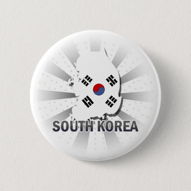 South Korea Flag Map 2.0 Pinback Button (Front)