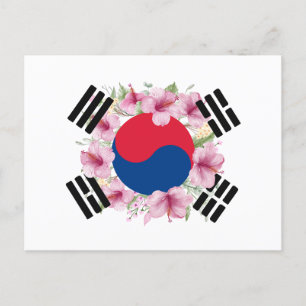 South Korea Flag Mugunghwa Postcard