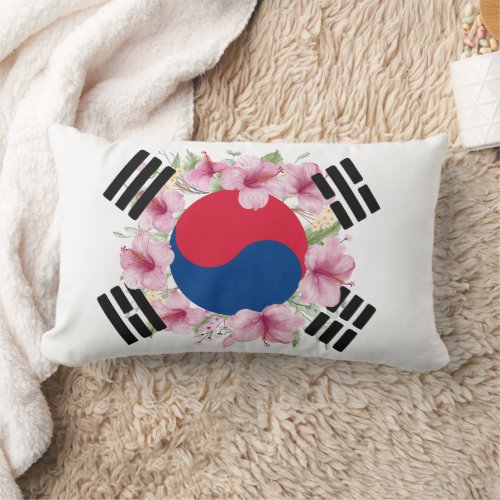 South Korea Flag Mugunghwa Throw Pillow