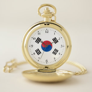 South Korea Flag Pocket Watch