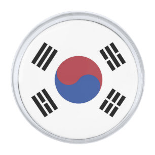 South Korea flag Silver Finish Lapel Pin
