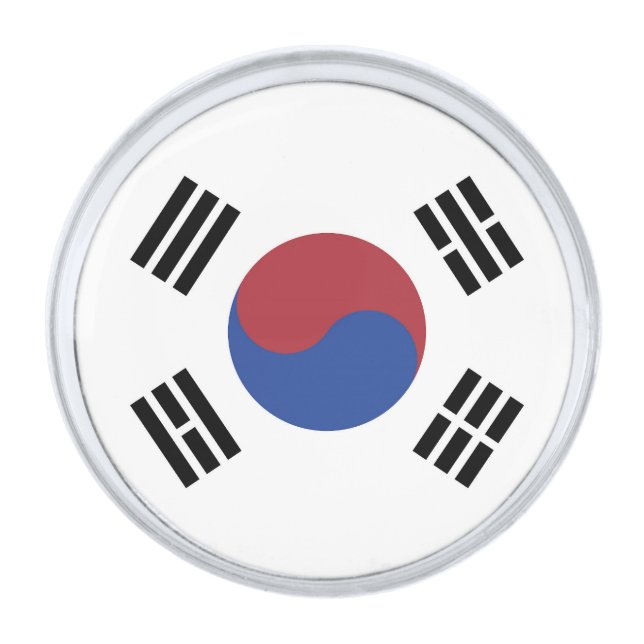 South Korea flag Silver Finish Lapel Pin (Front)