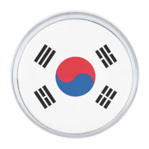 South Korea Flag Silver Finish Lapel Pin