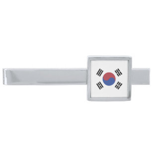 South Korea flag Silver Finish Tie Bar