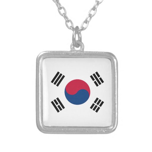 South Korea flag Silver Plated Necklace