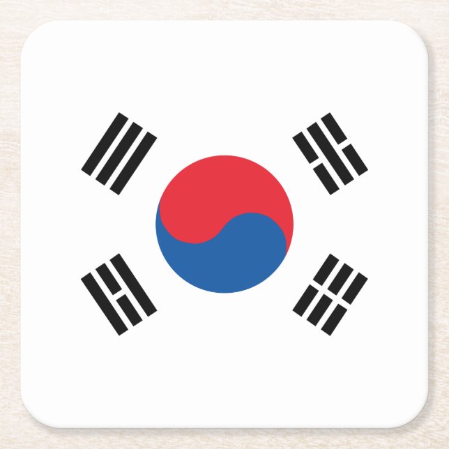 South Korea Flag Square Paper Coaster (Front)