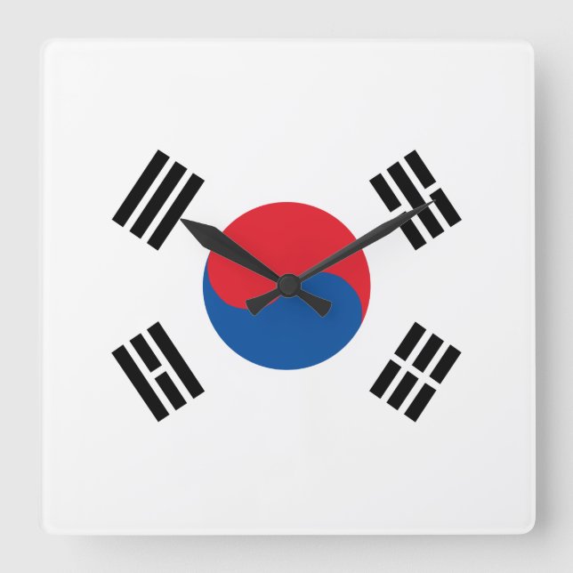 South Korea Flag Square Wall Clock (Front)
