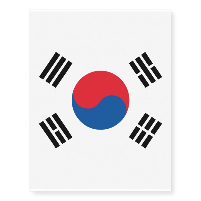 South Korea Flag Temporary Tattoos (Front)