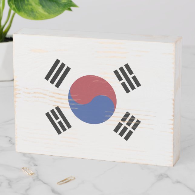 South Korea flag Wooden Box Sign (In Situ Horizontal)