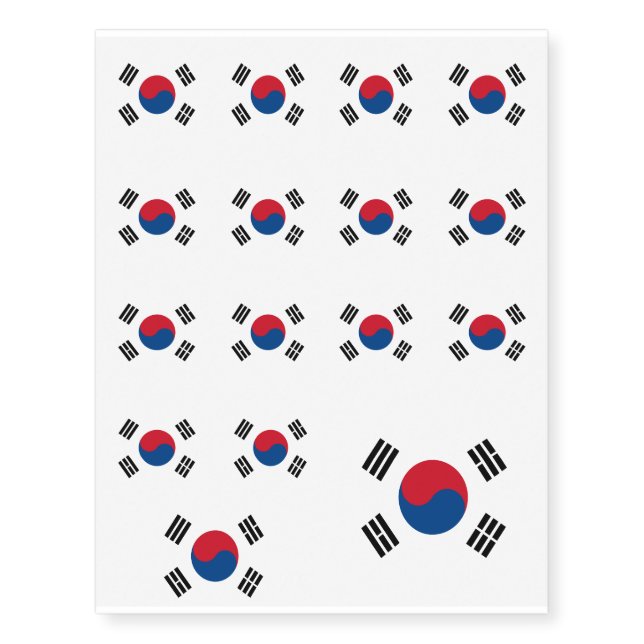 South Korea flag - Yin Yang Temporary Tattoos (Front)
