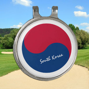 South Korea Golfing, Korean Flag Golf Ball Marker Golf Hat Clip