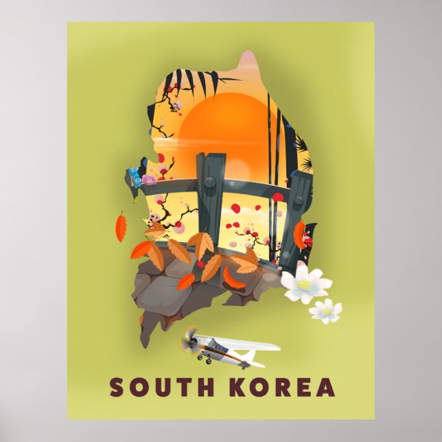 South Korea illustrated map poster (Front)
