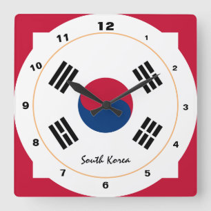 South Korea & Korea flag trendy fashion /design Square Wall Clock